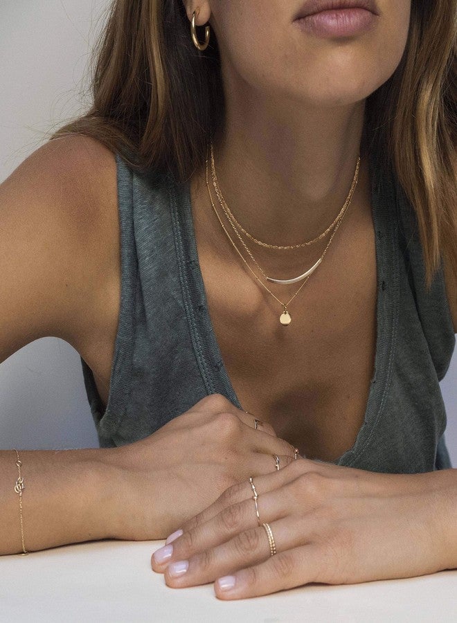 Aisansty Layered Coin Tube Pendant Choker Necklaces for Women Dainty Gold Plated Layering Chain Necklace Set - Image 2